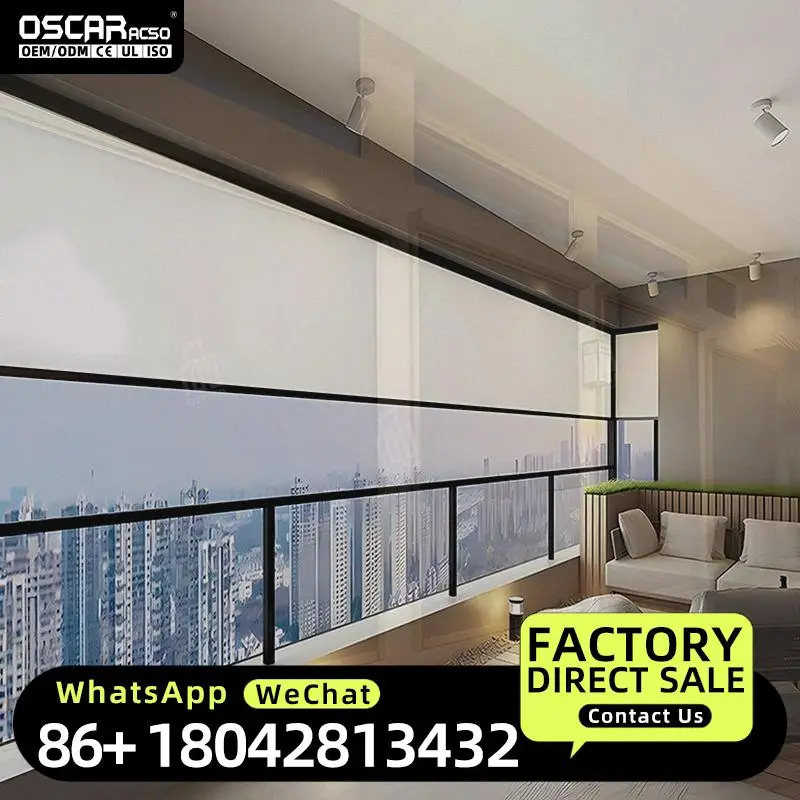 Multi Function Electric Roller Blinds with Zipper for Sunscreen in Hotels Pavilions Rolling Blind