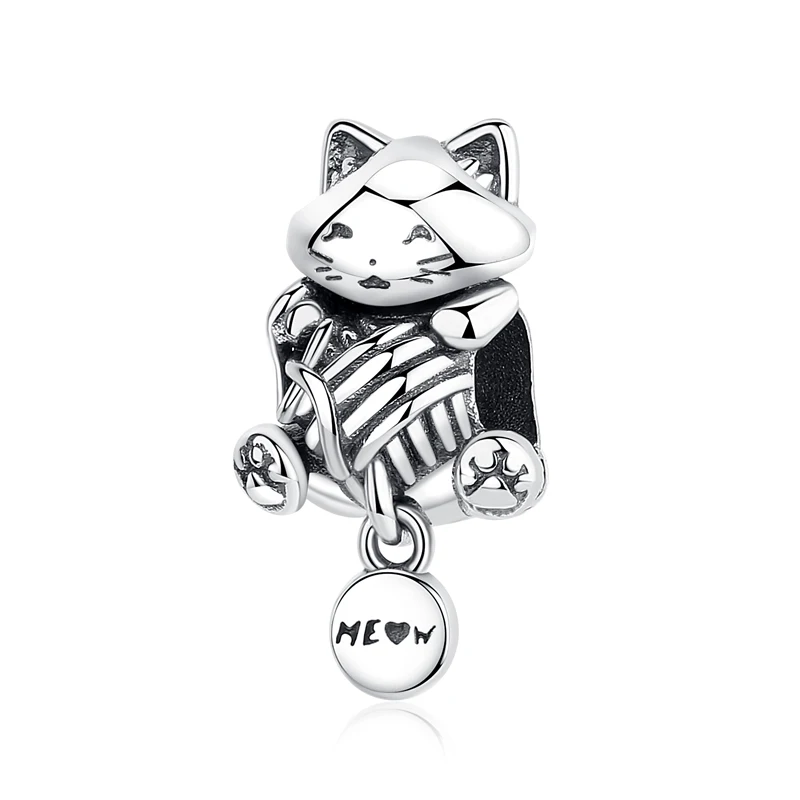 Original 925 Sterling Silber Charms Liebes-Tiermotiv Hund Katze Pfotenabdruck Anhänger Perlen Passend für Marken-Armbänder Halsketten Damen DIY Schmuck