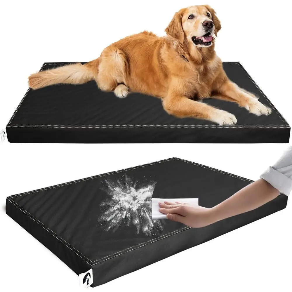 

Dog Bed or Crate Orthopedic, Waterproo with Removable Washable Vegan Leather Cover, Suitable or Pets Up to 90 lbs