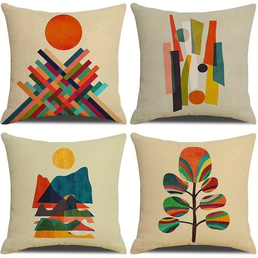 Short plush material pillowcaseColorful Abstract Pattern Pillowcase ,Sofa bedroom cushion cover, single-sided printing, without
