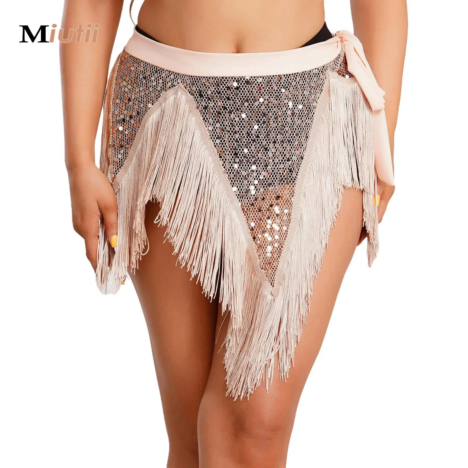 

Belly Dance Hip Scarf Sequined Tassel Oriental Dance Sexy Triangle Scarf Waist Chain Hip Outfit Stage Performance Accessories