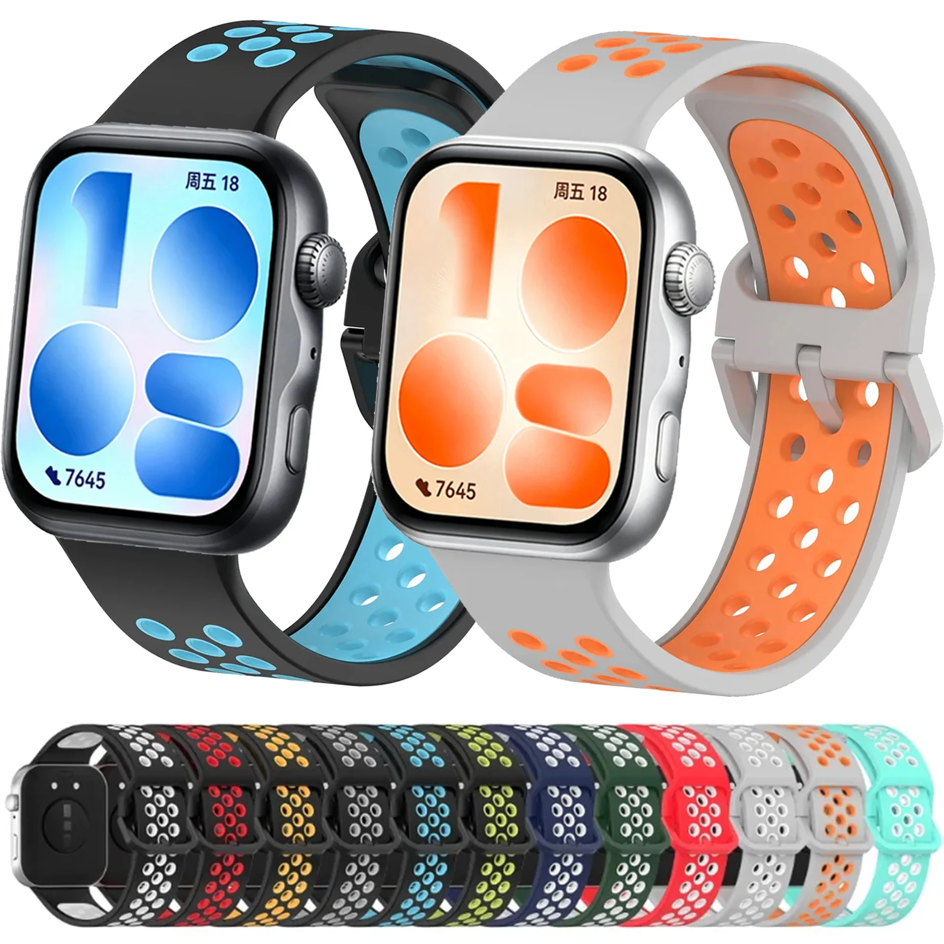 Zweifarbiges Atmungsaktives Silikonarmband für Huawei Watch Fit 5 Pro/4 Pro Sportarmband für Huawei Watch Fit 5 4 3 Uhrenzubehör