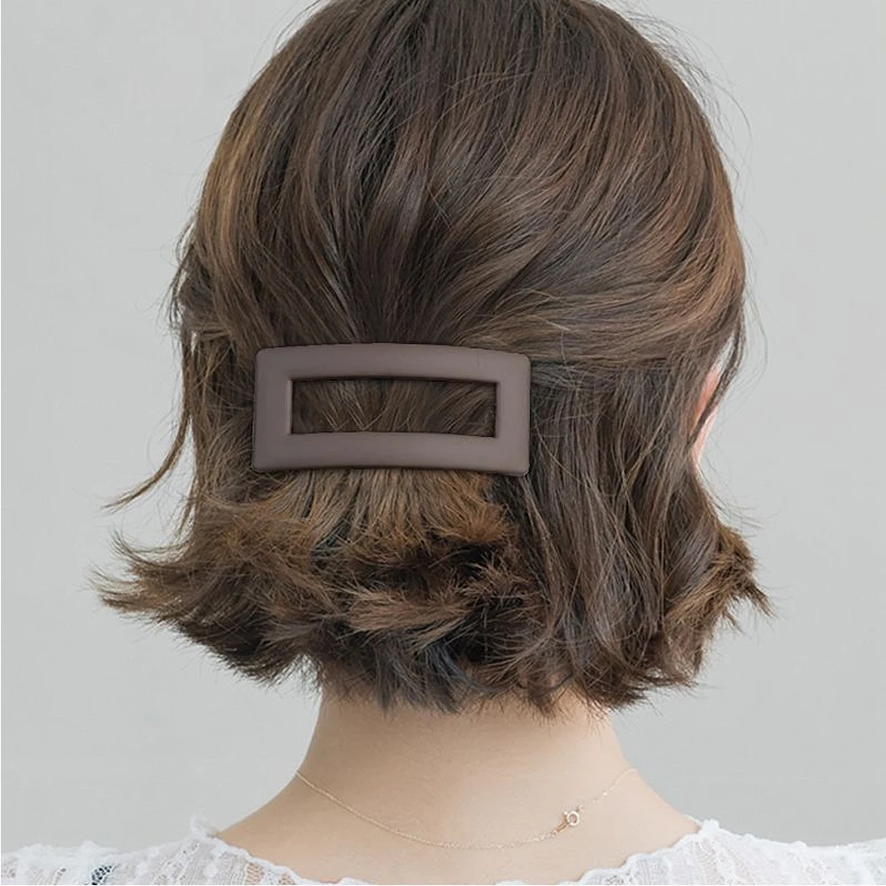 Simple Matte Spring Hair Clip Elegant Rectangle Frosted Barrettes Hairgrips For Ponytail Holder Female Summer Headdress