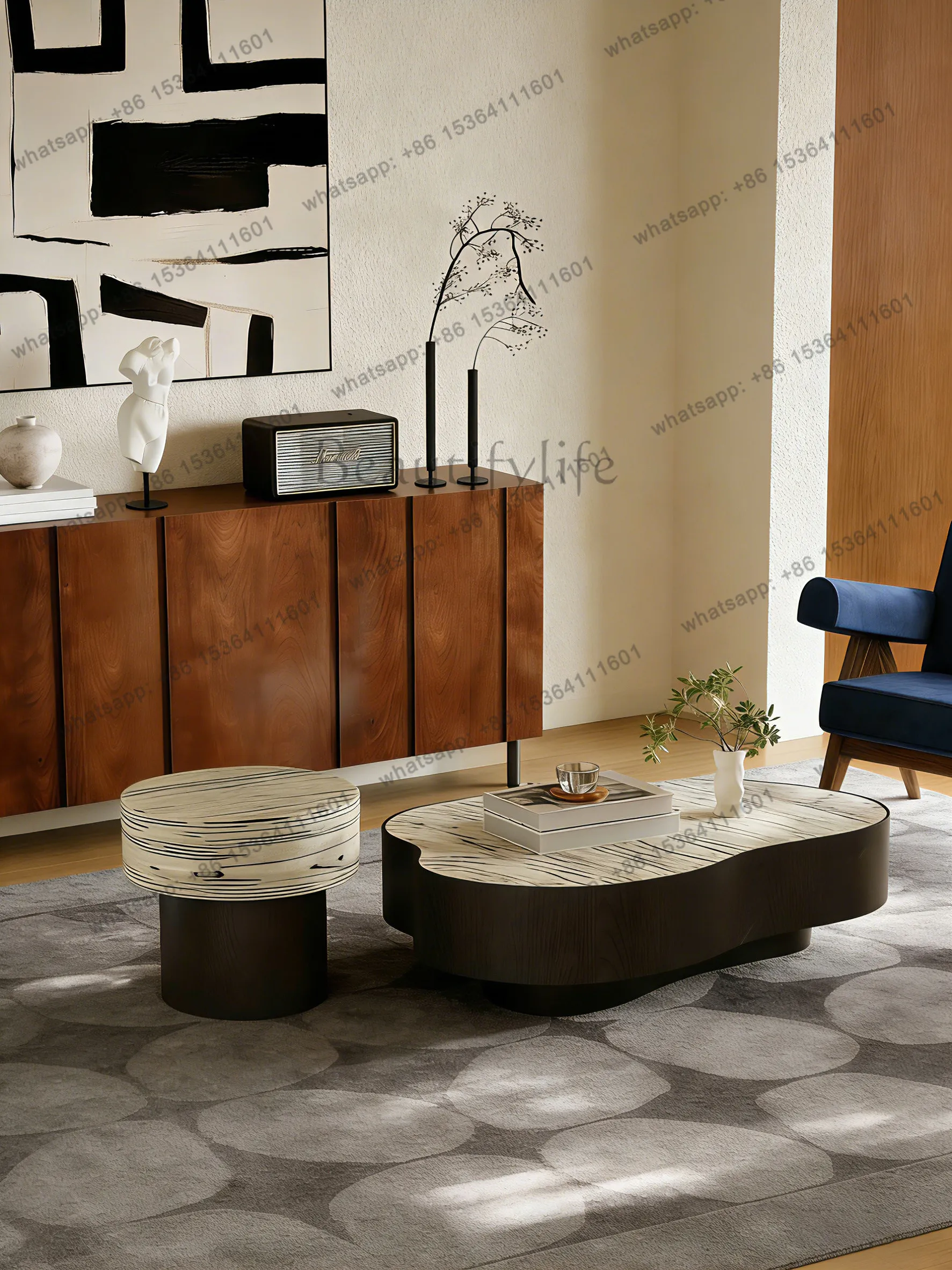 

Italian minimalist coffee table combination special-shaped art living room small apartment designer creative high-end