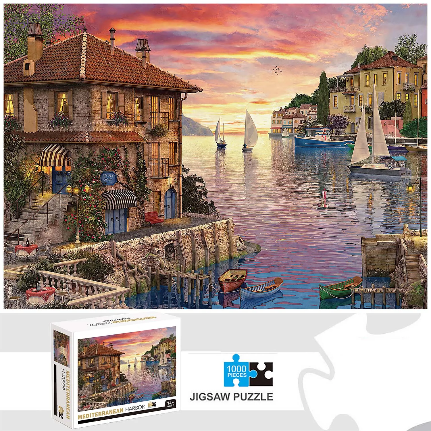 500-2000 Teile Mittelmeer-Hafen-Puzzle, Heimdekoration, Puzzlespiele für Erwachsene, Familienspaß, Bodenpuzzles, Lernspielzeug für Kinder
