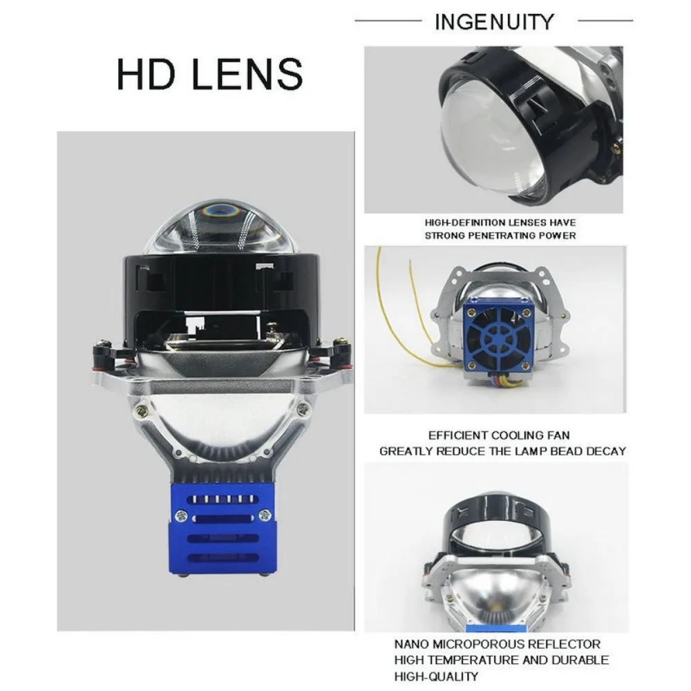 

Upgrade Your Car Headlights with 3 Inch Bi LED Projector Lens - HD Glass Lens Double Reflectors -65W 6000K Hi Lo Beam Spot Light