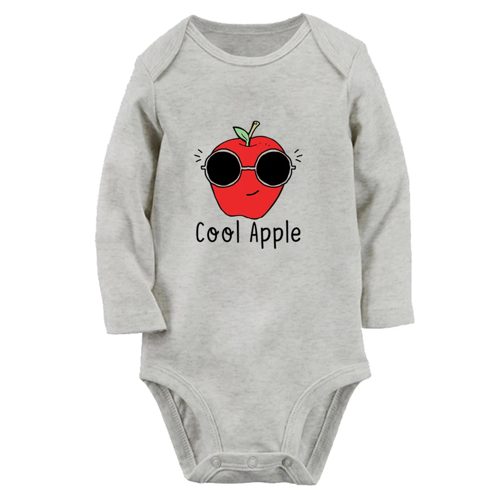 iDzn New Cool Apple Fun Graphic Baby Bodysuit Cute Boys Girls Rompers Infant Long Sleeves Jumpsuit Newborn Soft Clothes