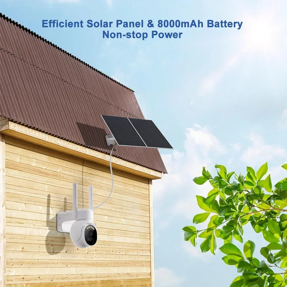 2K HD 4G Solar Camera Wireless Outdoor Built-in Battery Surveillance Camera PIR Human Detection Color Night Vision Security Cam