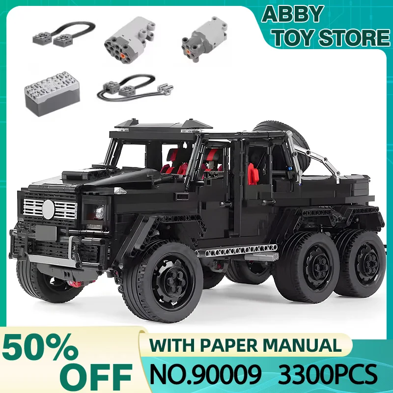 IN STOCK MOC 90009 RC Off-Road Vehicles Building Block Black  6X6 Cruiser Car Bricks Puzzle Children Toy Boy Christmas Gift