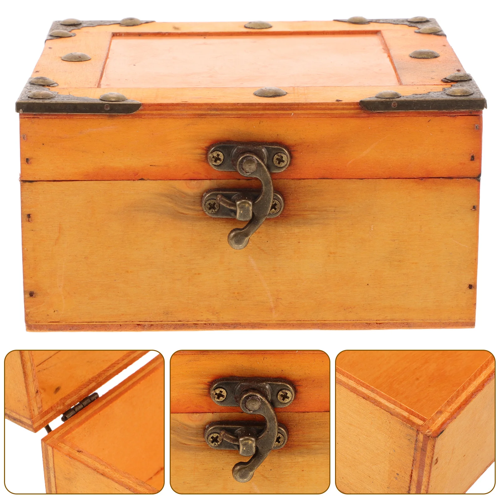 

Wooden Treasure Box Vintage Lockable Storage Chest For Jewelry Coins Keepsakes Small Trinket Organizer Wedding Party Favors
