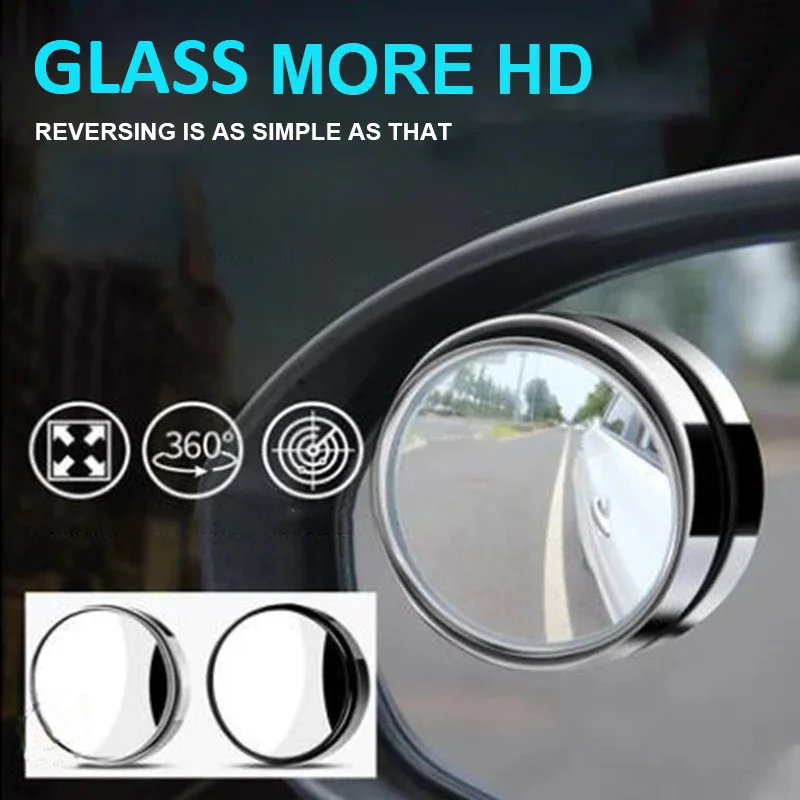 1pc 360 Degree Blind Spot Mirror Car Side Mirror Wide Angle Round Convex Small Round Side Blindspot Rearview Parking Assistance