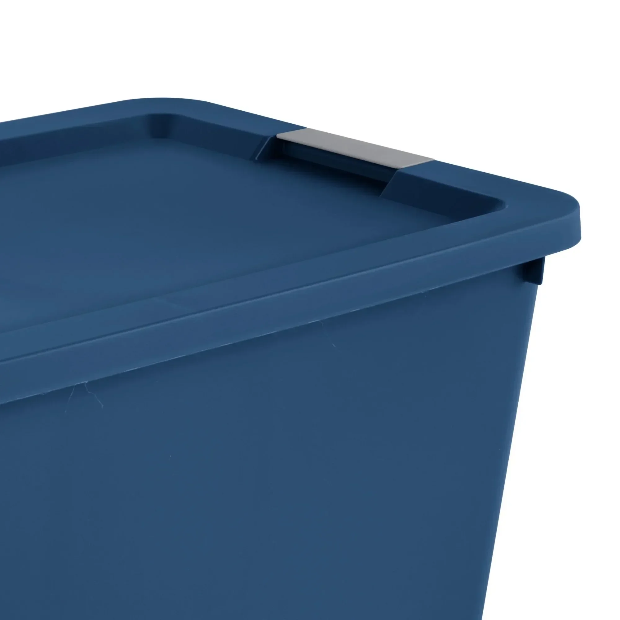 صندوق تخزين كبير جدًا، حاوية تخزين بلاستيكية سعة 34 جالونًا مع غطاء مزلاج، أزرق