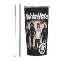 Stainless Steel Tumbler T-Tokio Hotel Mugs Cup With Straws Rock Music Cold and Hot Water Bottle Keep Heat 20oz Thermal Mug