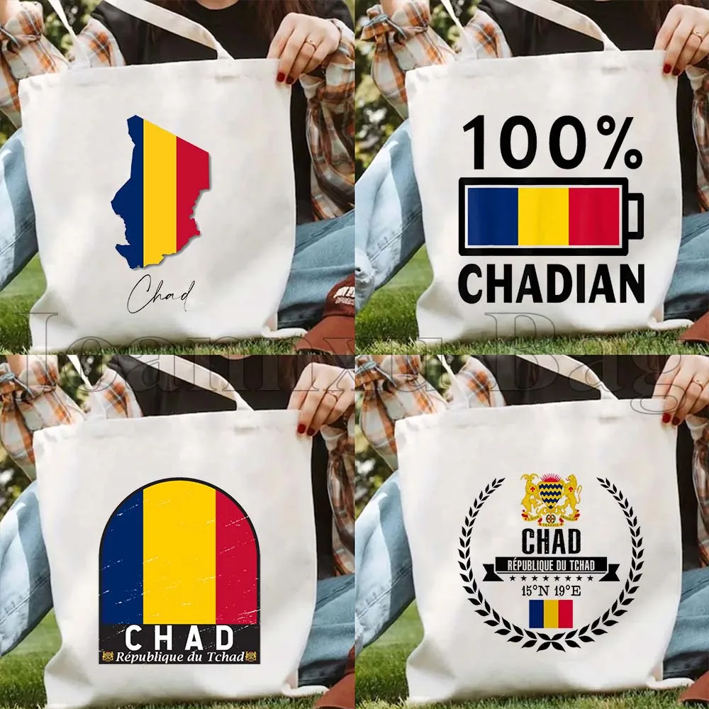 

Chad Country Map Flag Chadian Customized Gifts Upgraded Straps Durable Shoulder Canvas Totes Bag Shopping Women Shopper Handbags
