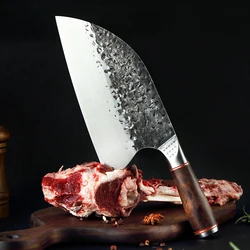 XITUO Kitchen Chef Knife Chinese Handmade Forged Sharp Meat Knife Anti-stick Professional Butcher Vegetable Knife Ebony Handle