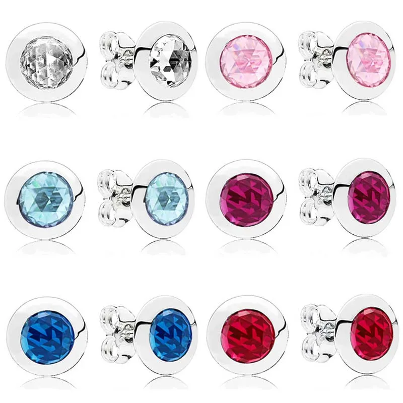 New 925 Sterling Silver Earring Signature Sparkling Legacy Earring With Colorful Crystal Earring For Women Fashion DIY Jewelry