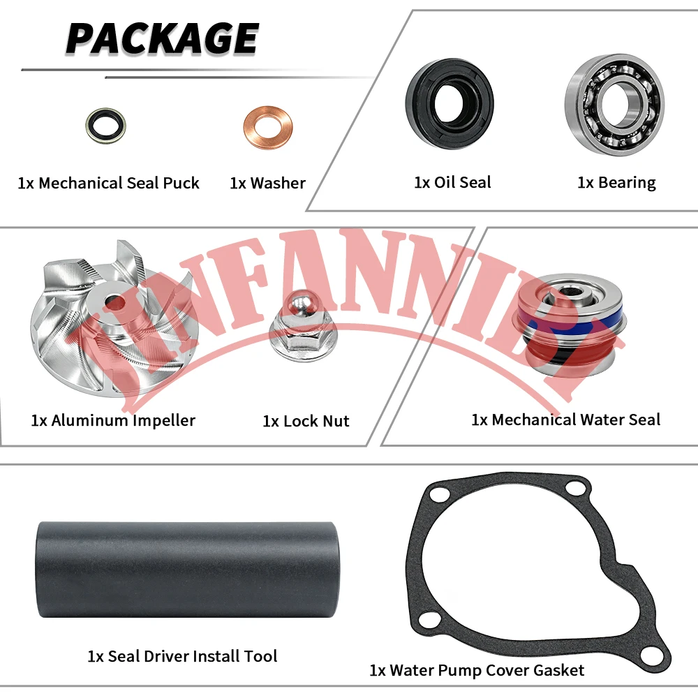 Water Pump Impeller Kit & Bearing Seals Driver Tool Set for Polaris Ranger 500