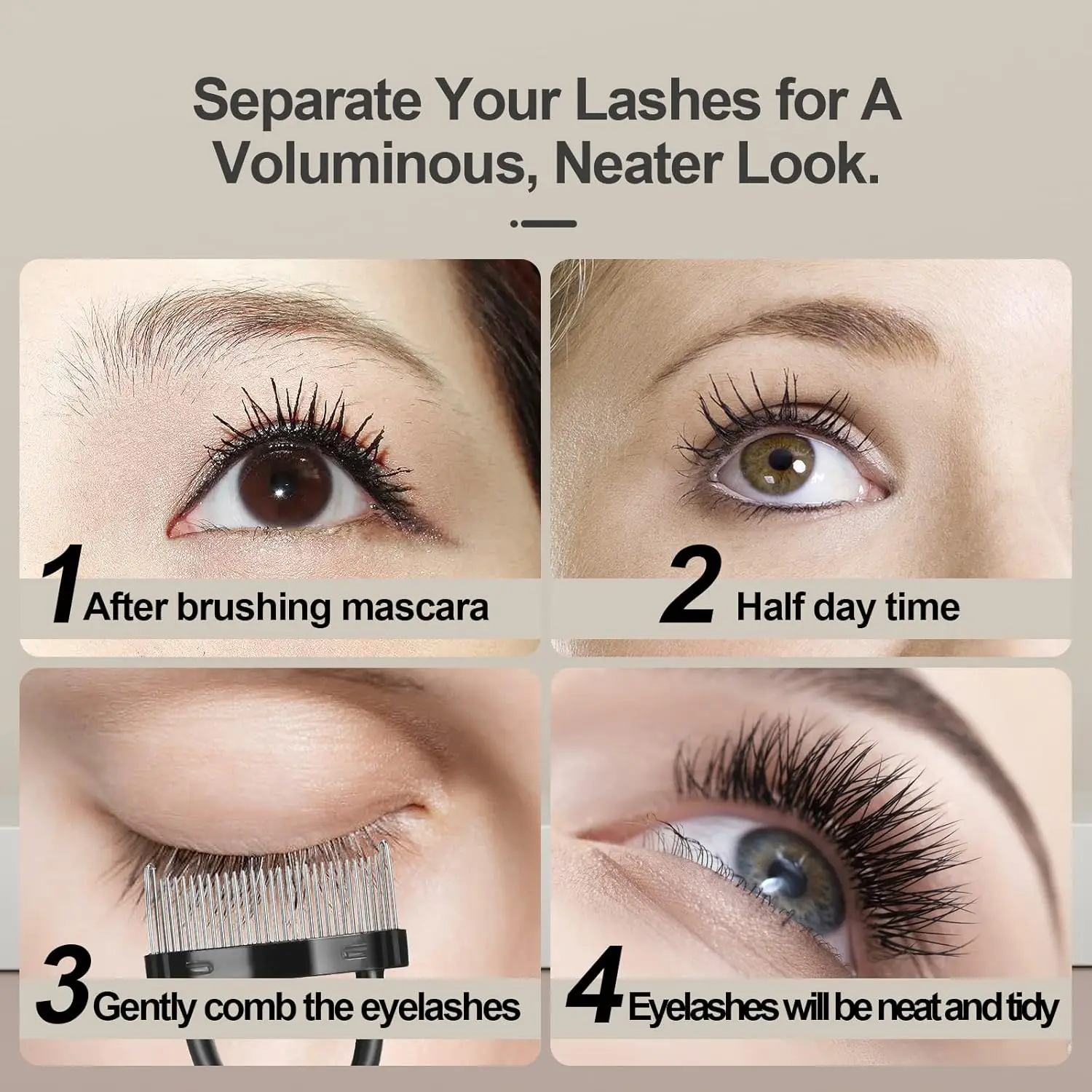 3 Pezzi Set Pennello per Sopracciglia Separatore per Ciglia Pettine per Sopracciglia e Spoolie per Ciglia Pennello a Doppia Testa Trucco Toelettatura Strumenti Cosmetici per Gli Occhi
