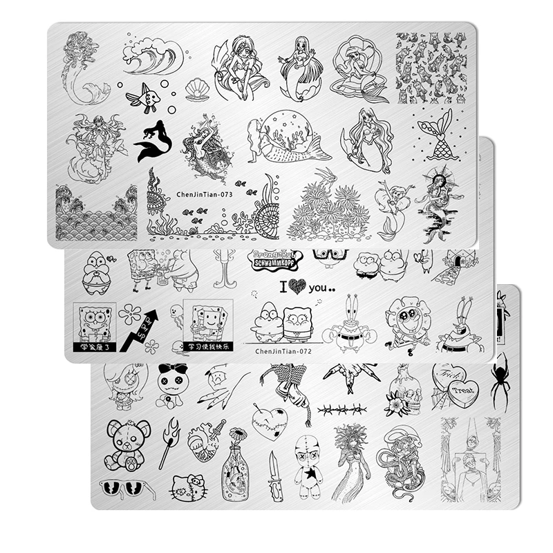 Nail Design Stamping Plates Cute Animal Octopus turtle Fish carp Nail Stamp Templates Dog Cat Devil Fish Nail Printing Stencil