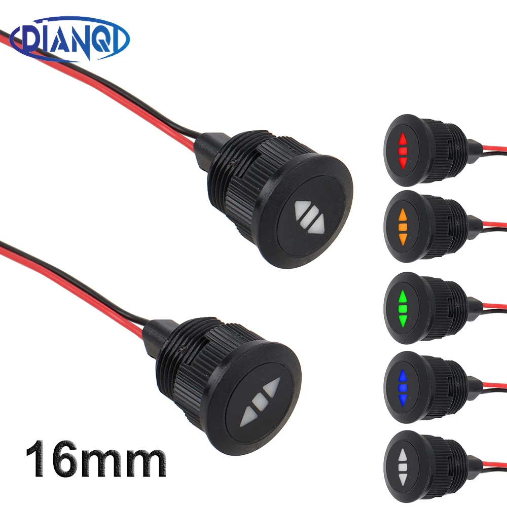

1pc 16mm Oxidized Black Plastic Indicator Light Mini LED Pilot Signal Lamp 6V12V 24V 220V with Wire Red Yellow Blue Green