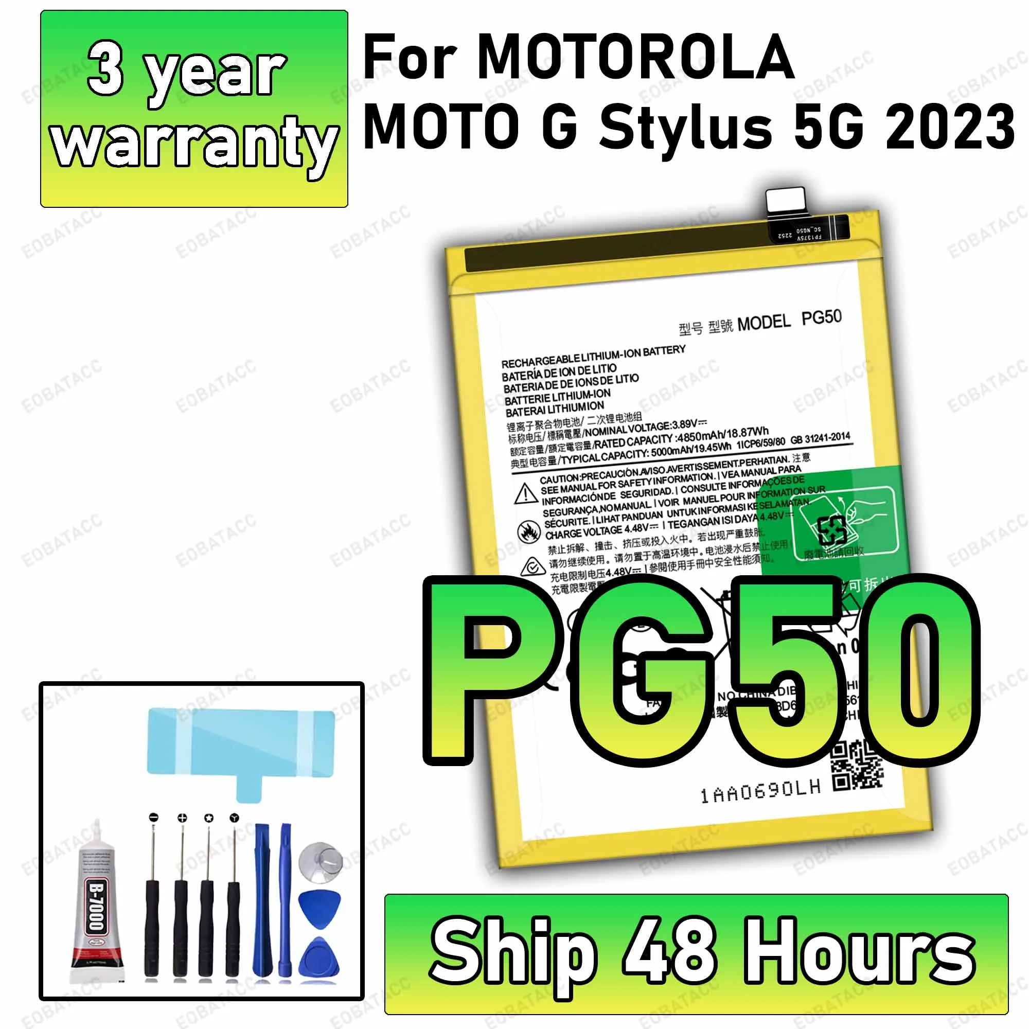 

100% New High Quanlity PG50 Battery For MOTOROLA MOTO G Stylus 5G 2023 Batteries+Free tools