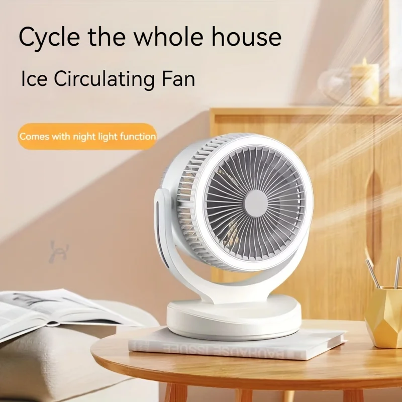 Nieuwe Desktop Ventilator Luchtcirculatie Ventilator Usb Oplaadbare Met Led Lamp Desktop Home Office Kleine Elektrische Ventilator Zomer Camping Fans