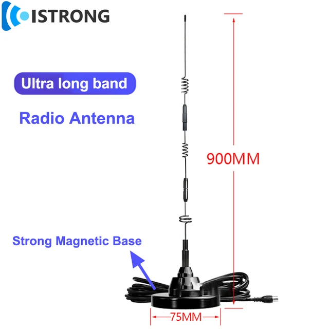 Zewnętrzna antena radiowa pełnozakresowa z mocną podstawą magnetyczną Wzmacniacz sygnału krótkofalowego/średniofalowego/FM Domowy samochodowy wzmacniacz mocy 5m