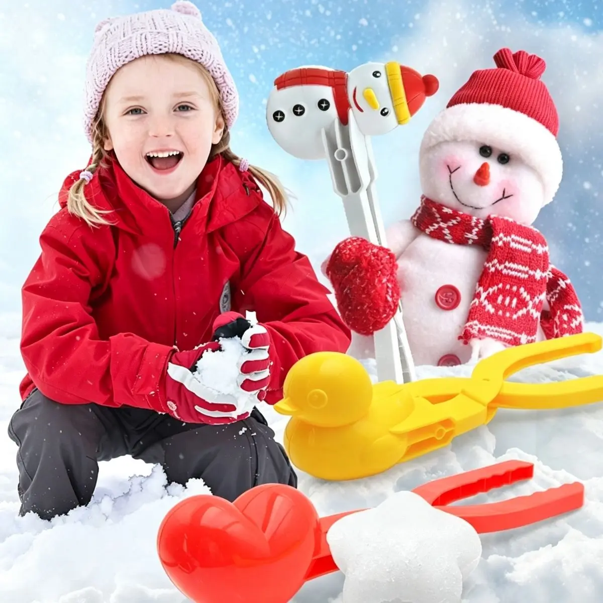Snowball Maker Tool with Handle Cartoon Duck Snowball Maker Clip Snow Ball Snowball Fight Play in Winter at Outdoor