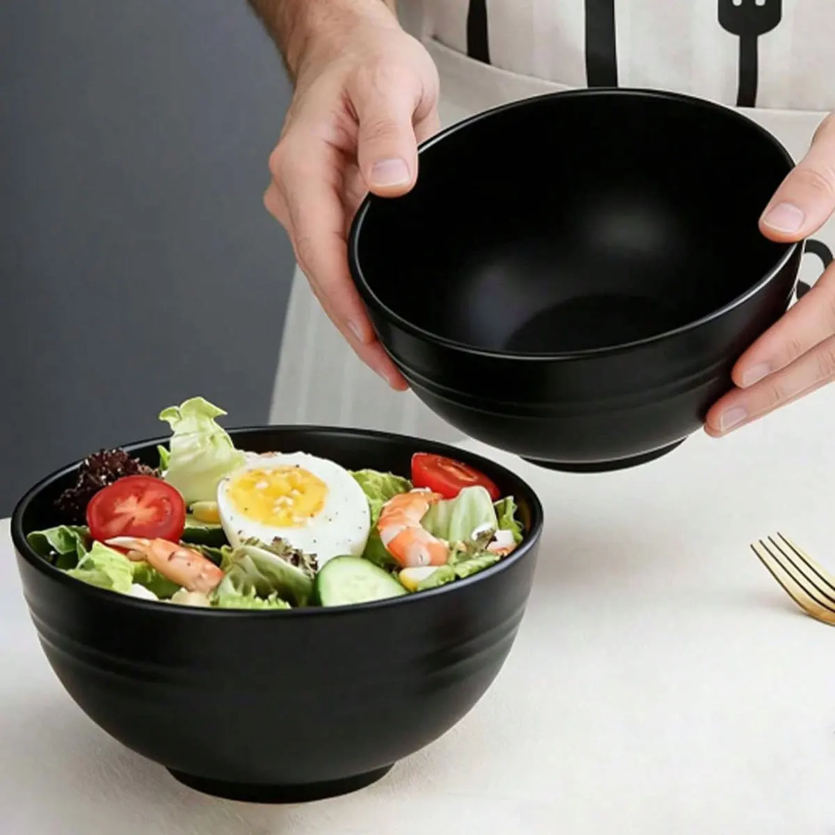 Wheat Straw Rice Bowl Commercial Japanese-Style Tableware for Eating, Drinking Soup, Salad, Plastic Anti-Break Thickened Soup Bowl 4Pcs