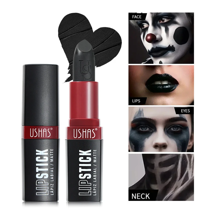 Rossetto speciale Halloween Dark Lock Rossetto nero opaco impermeabile Lucidalabbra gotico da vampiro