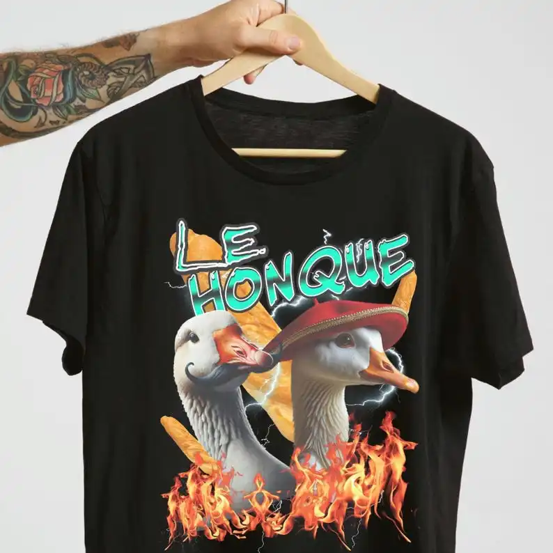 

Funny French Goose T-Shirt: Le Honque Meme Tee