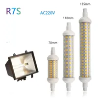 R7S LED 118mm 78mm Dimmable 2835 SMD Lamp Bulb Glass Tube 10W 15W Replace Halogen Lamp Light AC 220V 230V R7S Spotlight