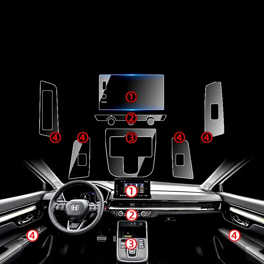 For Honda Breeze 2023 2024 Tpu Transparent Protector Film Car Interior Interior Sticker Center Control Navigator Car Accessories