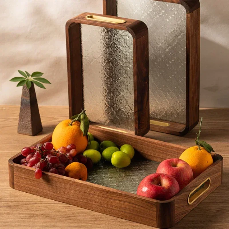 Modern Simplicity Black Walnut Fruit Bowl Elegant Snack Storage Tray for Contemporary Homes