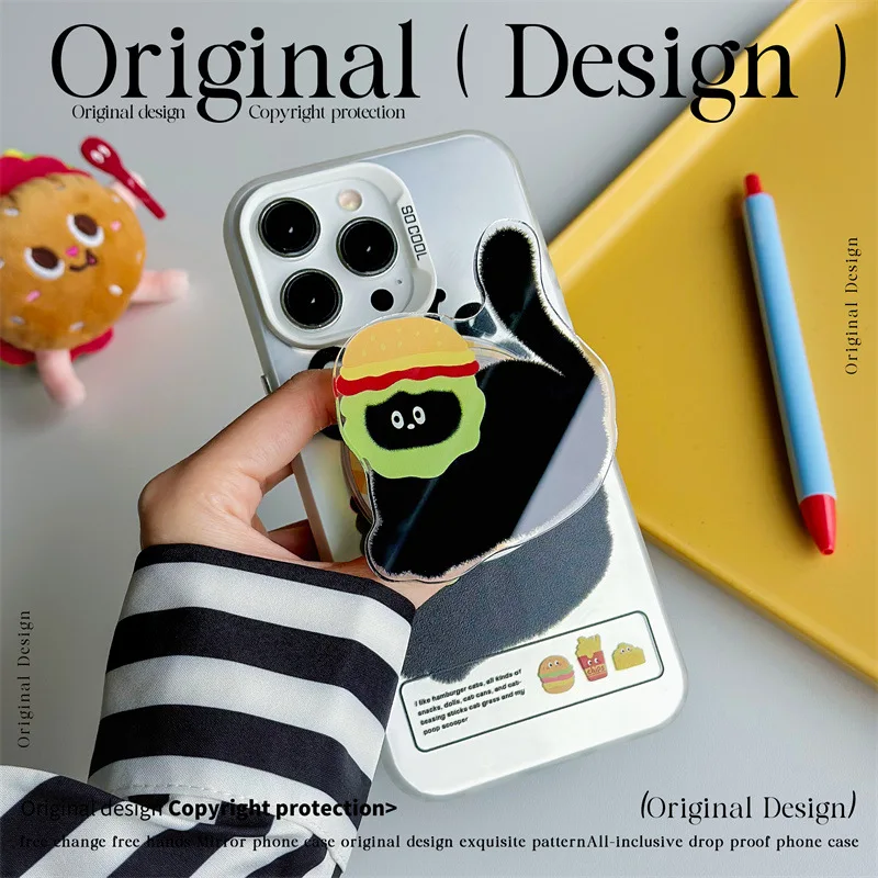 Funda de teléfono esmerilada con soporte láser magnético de gato lindo de dibujos animados divertidos, 2 en 1, iPhone 15, 14 Pro Max, Apple 12, 13, 11, XR, XS, 7, 8