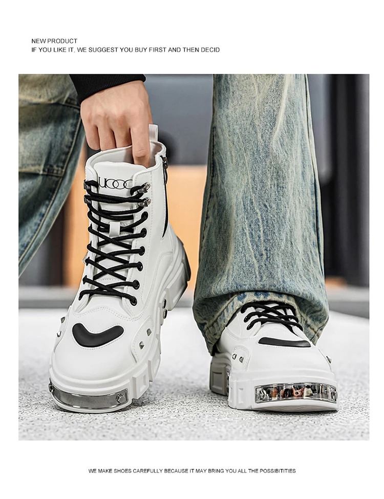 Herren Winter Oxford Stiefel Komfortables Futter Doppelter Seitenreißverschluss Dicke Sohle Erhöhte Höhe Street-Style Lässige Kurze Stiefel – Detail 12