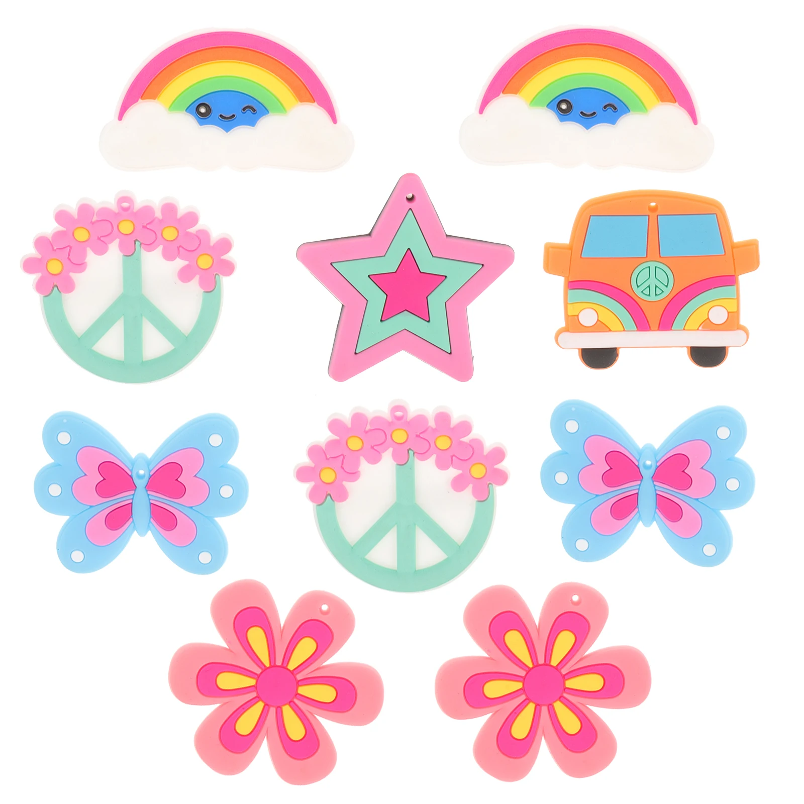 

10pcs Lovely Cartoon Brooches Fashionable Sweater Shawl Decorative Pins Kids Baby Accessories Tiny Metal Rubber Jewelry
