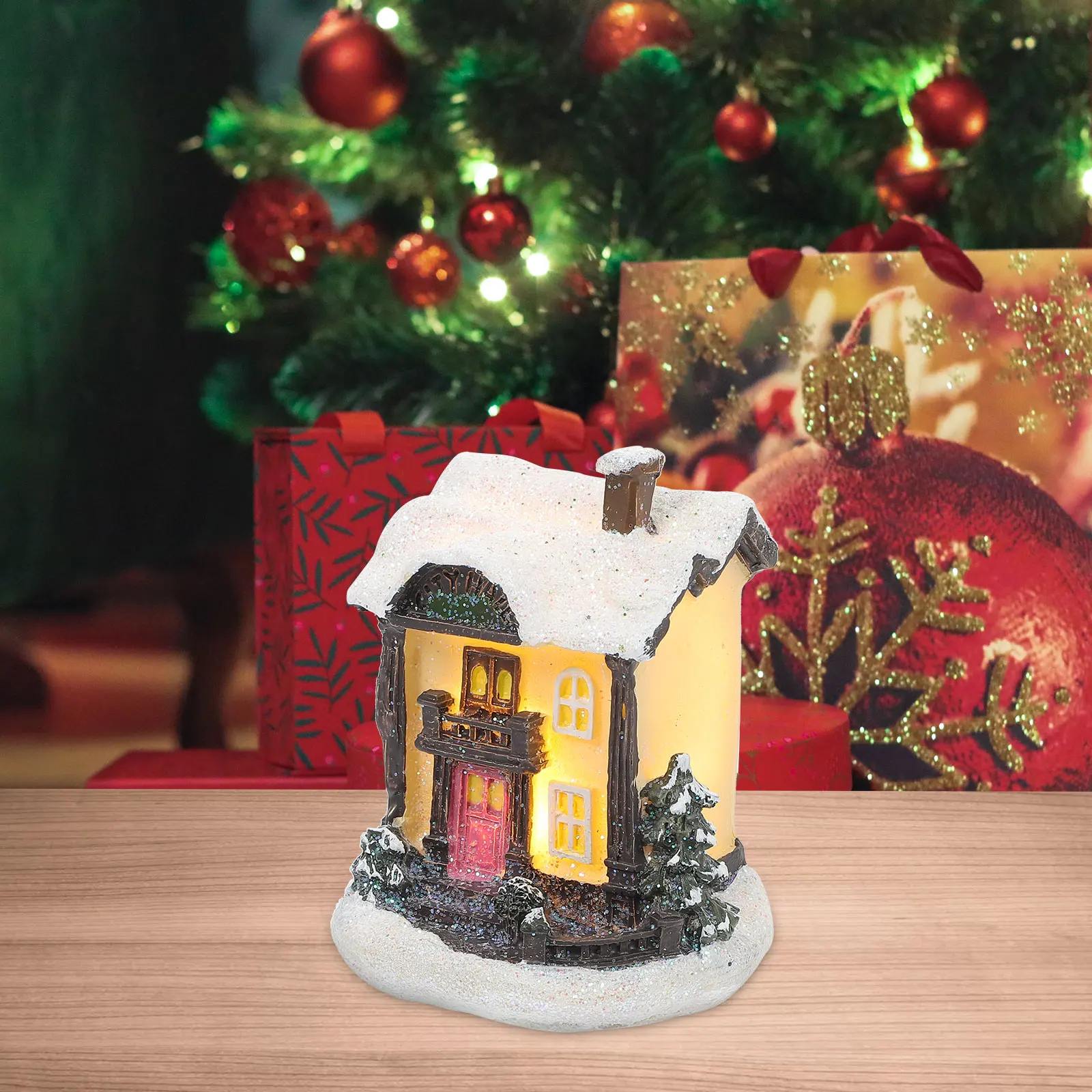 

Glowing Christmas House Decor Mini Resin Village Houses Xmas Gifts Daughters Mothers LED Light Festive nament Scene