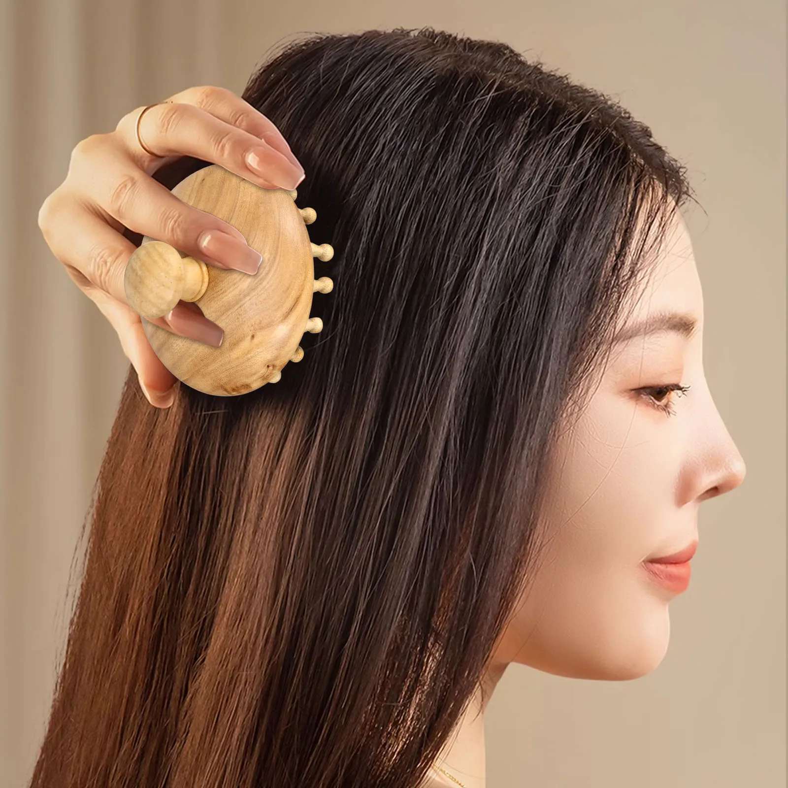 

Massage Comb Scalp Tool Wooden Hair Round Massagers Beech Man Lightweight Ergonomic Comfortable Promotes Circulation No Static