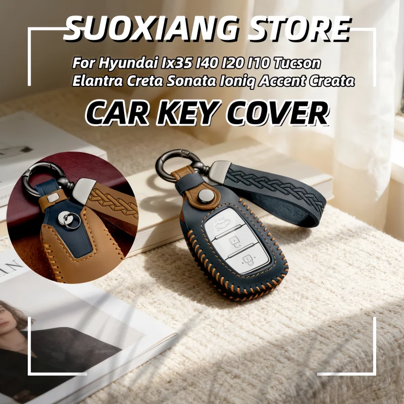

Car Smart Key Case Cover For Hyundai Tucson Santa Fe Rena Sonata Elantra Creta Ix35 Ix45 I10 I30 I40 Keychain Holder Fob