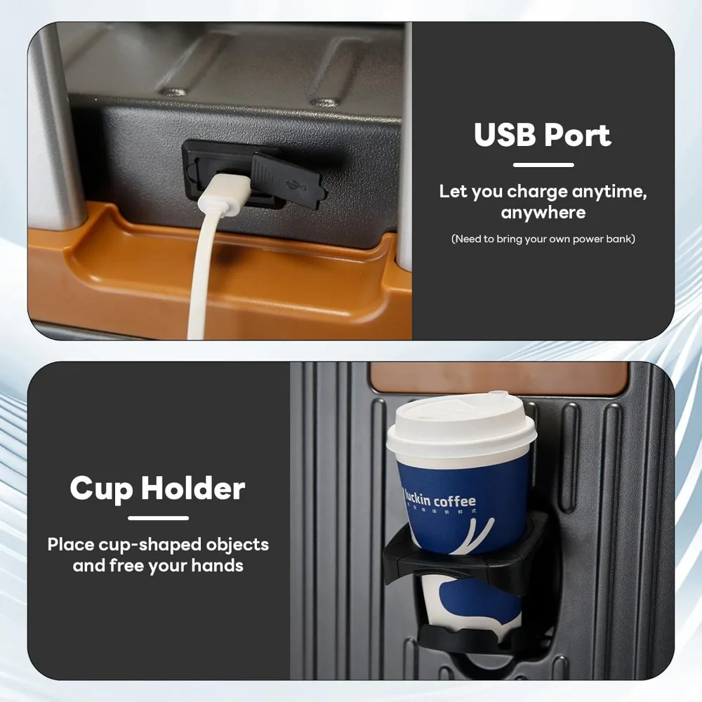 حقيبة حمل خفيفة الوزن مقاس 20 بوصة مع أقفال معتمدة من TSA وحامل أكواب ومنفذ USB لراحة السفر