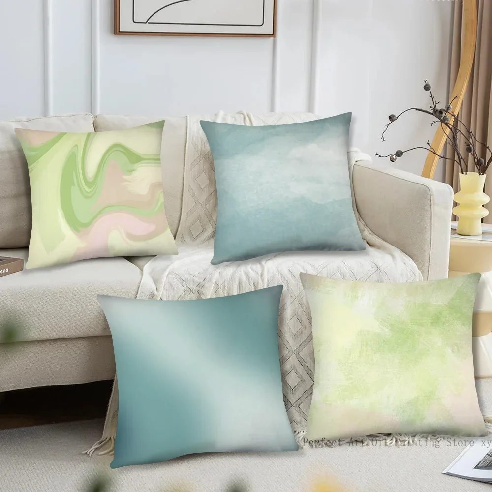 

Blue Green Premium Minimalist Design Pillow Case Square Pillow Bedroom Sofa Leisure Comfort Cushion Living Room Home Decoration