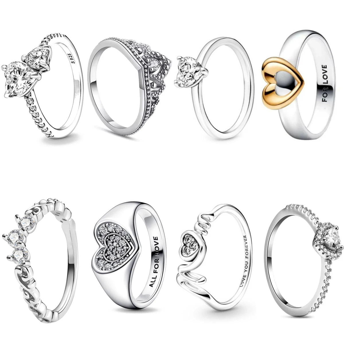 Nuevo Tiara apilable de plata 925 con corazón infinito para el día de la madre para mujer, anillo de boda Original, regalo de joyería