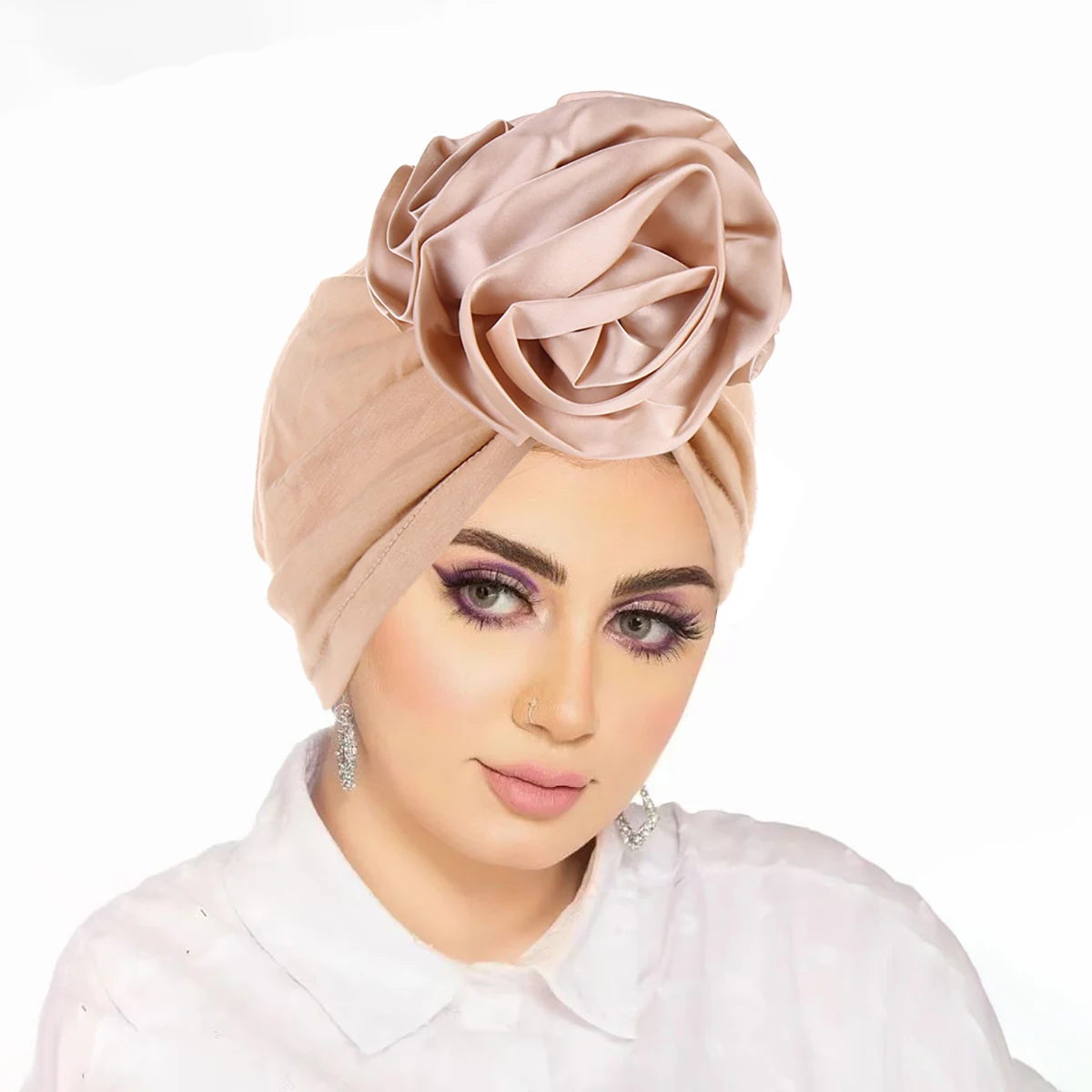 Chapeaux Hijab Turban à fleurs en Satin, nouvelle mode, enveloppe de tête africaine, chapeaux musulmans élastiques, casquette de chimio respirante pour femmes et filles, 2025