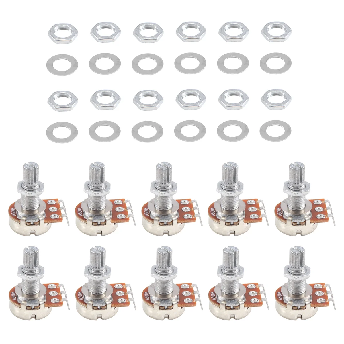 Guitar Small Size Pots A500K Potentiometers For Guitar Bass Parts (Pack Of 10)