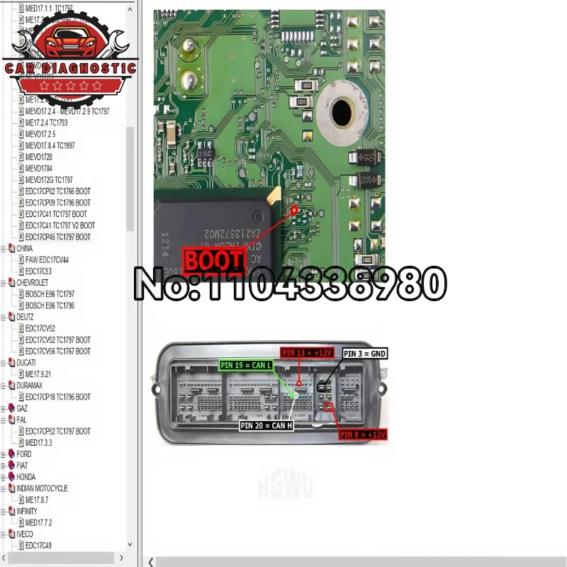 Ecu Pin Outs Software Boot Ecu PinOuts اتصال مجموعة برامج إصلاح الملفات دليل المبتدئين إلى مخطط الأسلاك القابل للتحرير ECU