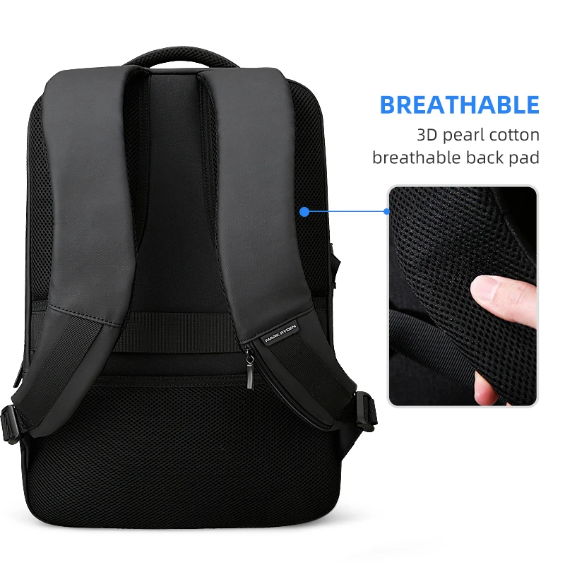 Imagem -04 - Mark Ryden Grande Mochila à Prova Impermeável Água 15.6 Polegada Portátil Multi-camada Bolsos Bolsa Homem Carregamento Usb Mochila Escolar Viagem