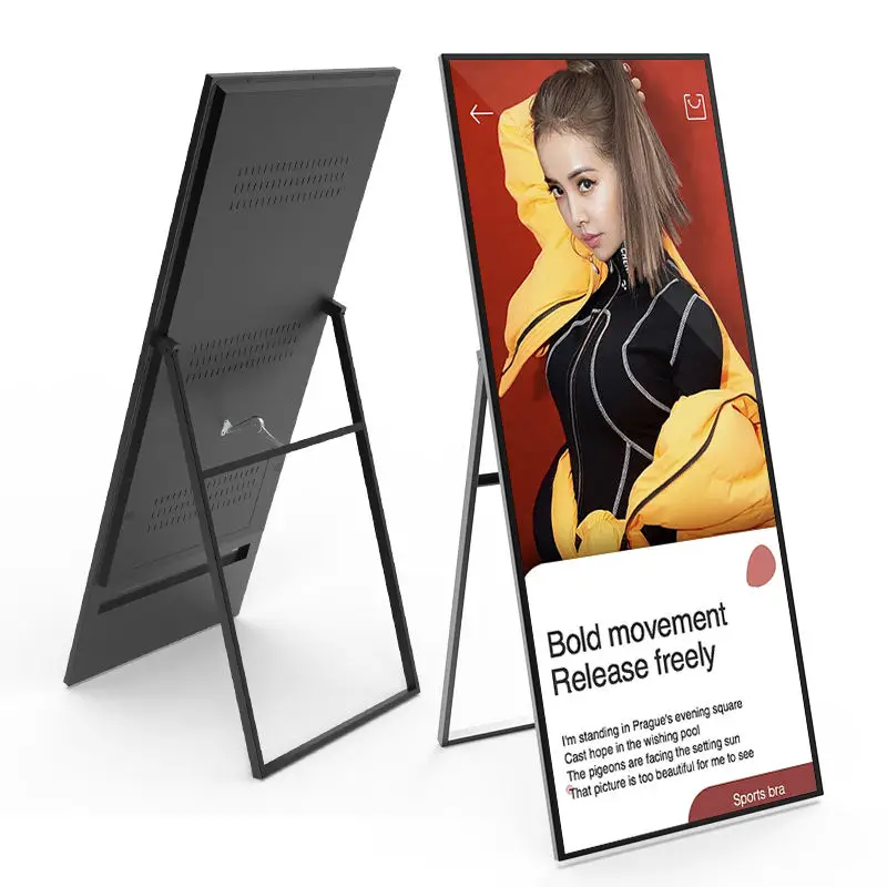 Draagbare Opvouwbare Grond Stand 43 49 Inch Lcd Led Elektronische Teken Reclamebord