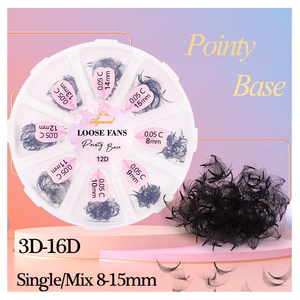 

AGUUD Premade Loose Fans Individual Eyelash Extensions Medium Slim Narrow Stem Sharp Volume Lashes Thin Pointy Base Loose Fans