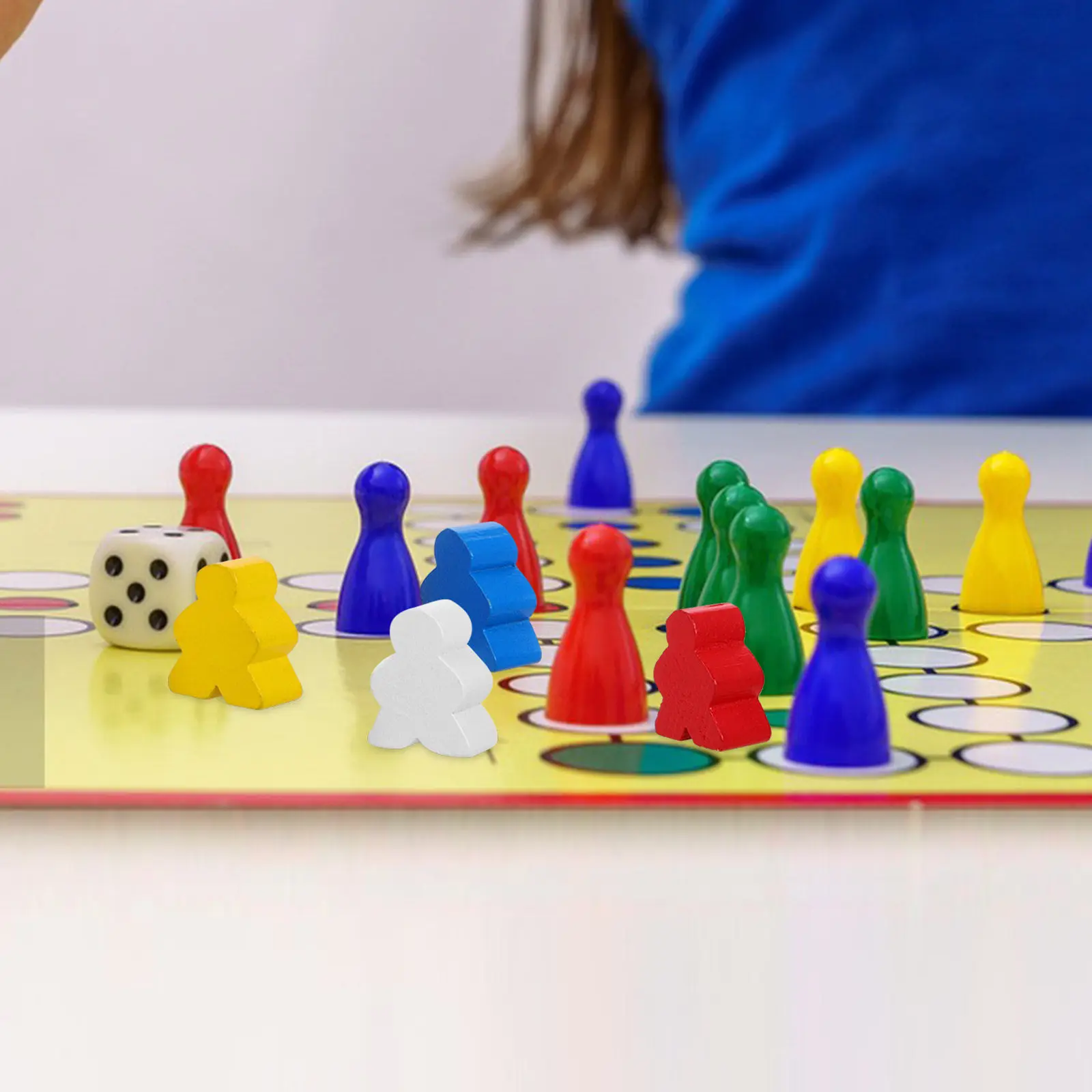 40Pcs Wooden Chess Pieces Unique Shape Colorful Game Pieces for Board Games Ludo Backgammon Replacement Components Tabletop Game